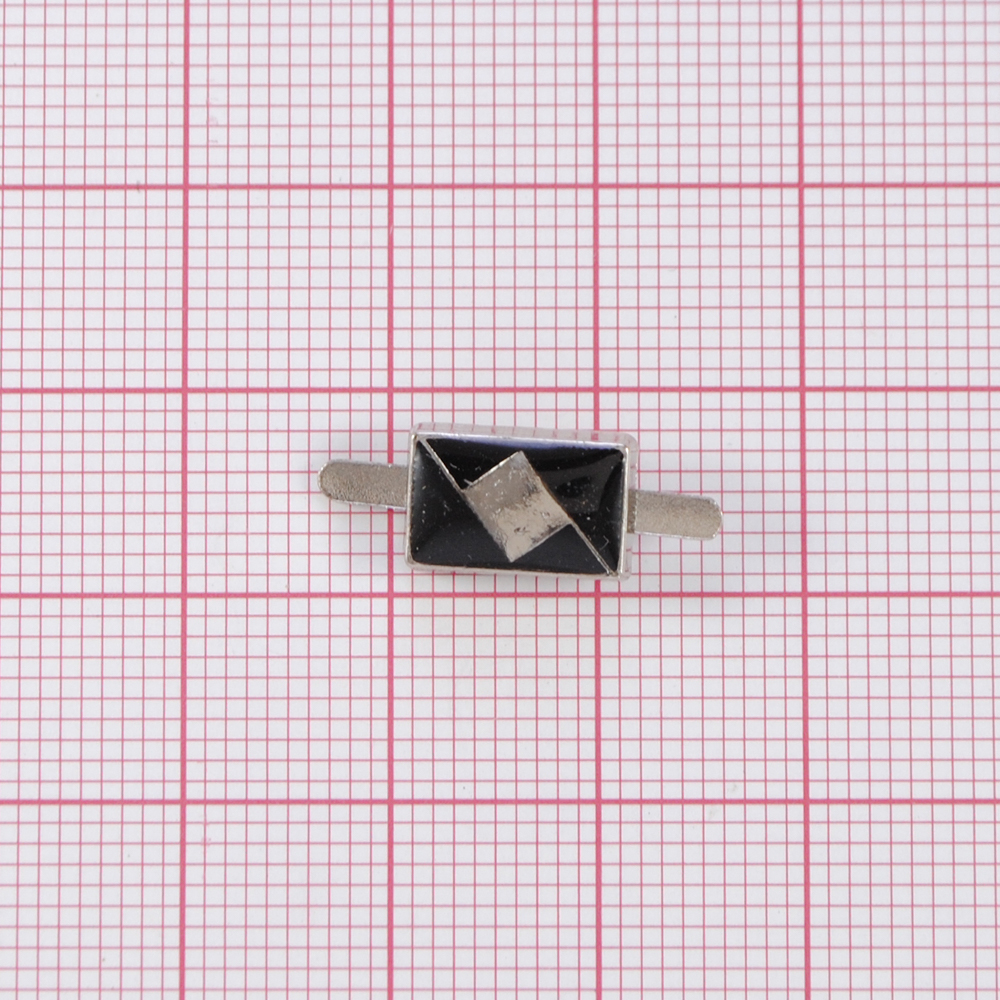 Краб металл Прямоугольник, 1,1*0,7см,  никель, черная эмаль, шт. Крабы Металл Геометрия