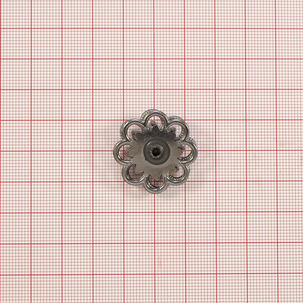 Кнопка металлическая пришивная Круг Шестеренка с узором, 25 мм, блек никель, шт. Кнопка пришивная потайная