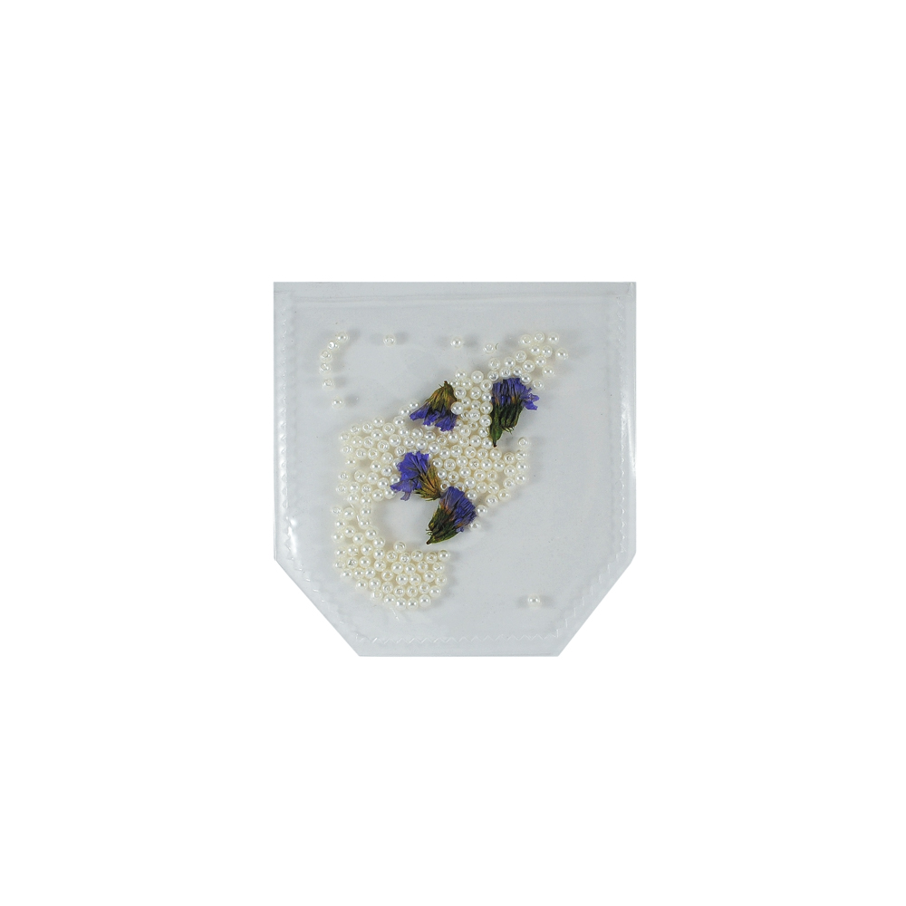Аппликация пришивная силиконовая Аквариум Карман с бусинами и цветами, 11,5*12см, прозрачный, белый ,зеленый, фиолетовый, шт. Аппликации Пришивные Резиновые