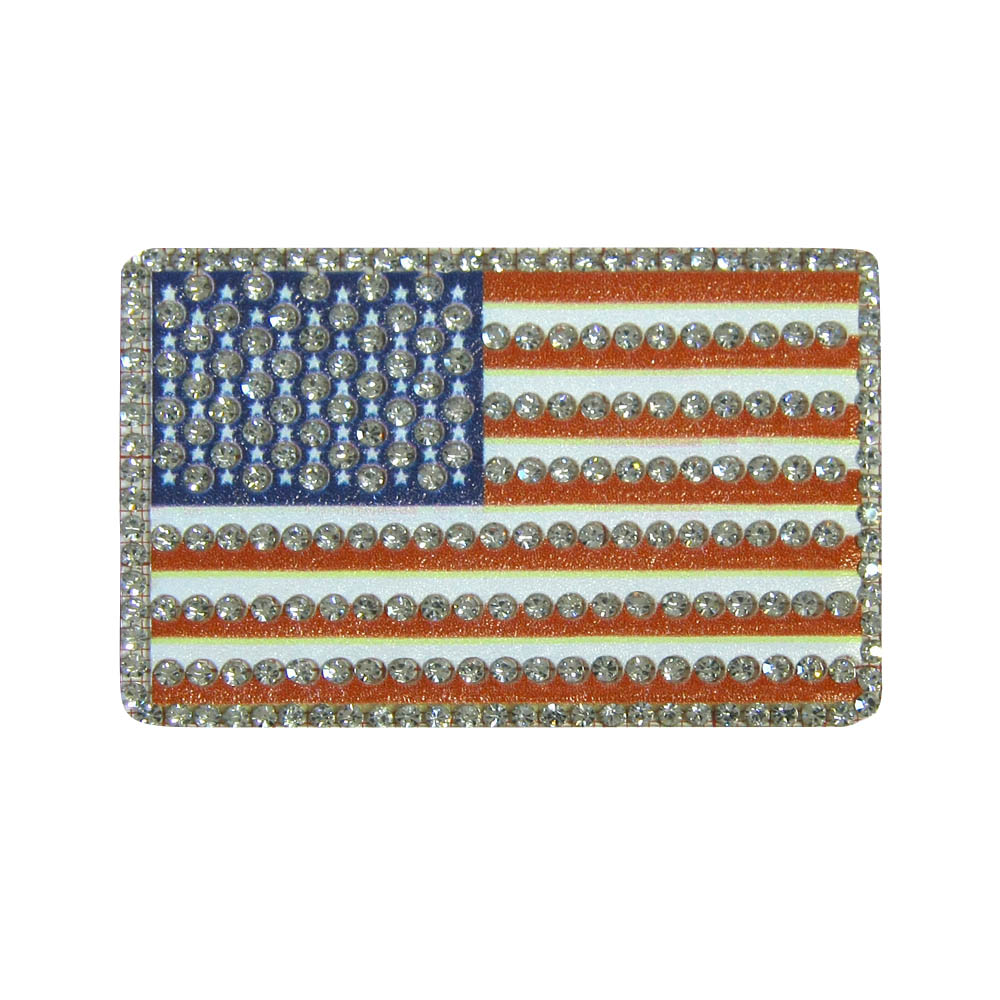 Аппликация клеевая кожзам стразы USA Флаг 70*45мм белый, красный, синий, белые камни, шт. Аппликации клеевые Кожзам