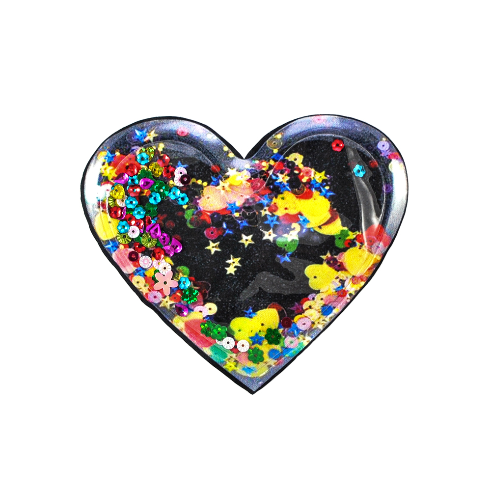 Аппликация пришивная силиконовая Аквариум Сердце, 11*13см, черный, синий, желтый, зеленый, розовый, оранжевый, фиолетовый, бирюзовый, шт. Аппликации Пришивные Резиновые