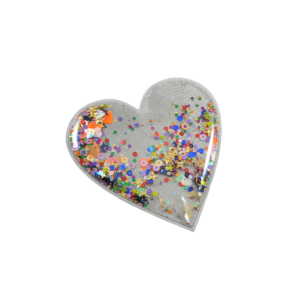 Аппликация клеевая силиконовая Аквариум Сердце, 15*15см, прозрачный, серебристый, цветной, шт. Аппликации клеевые Резиновые