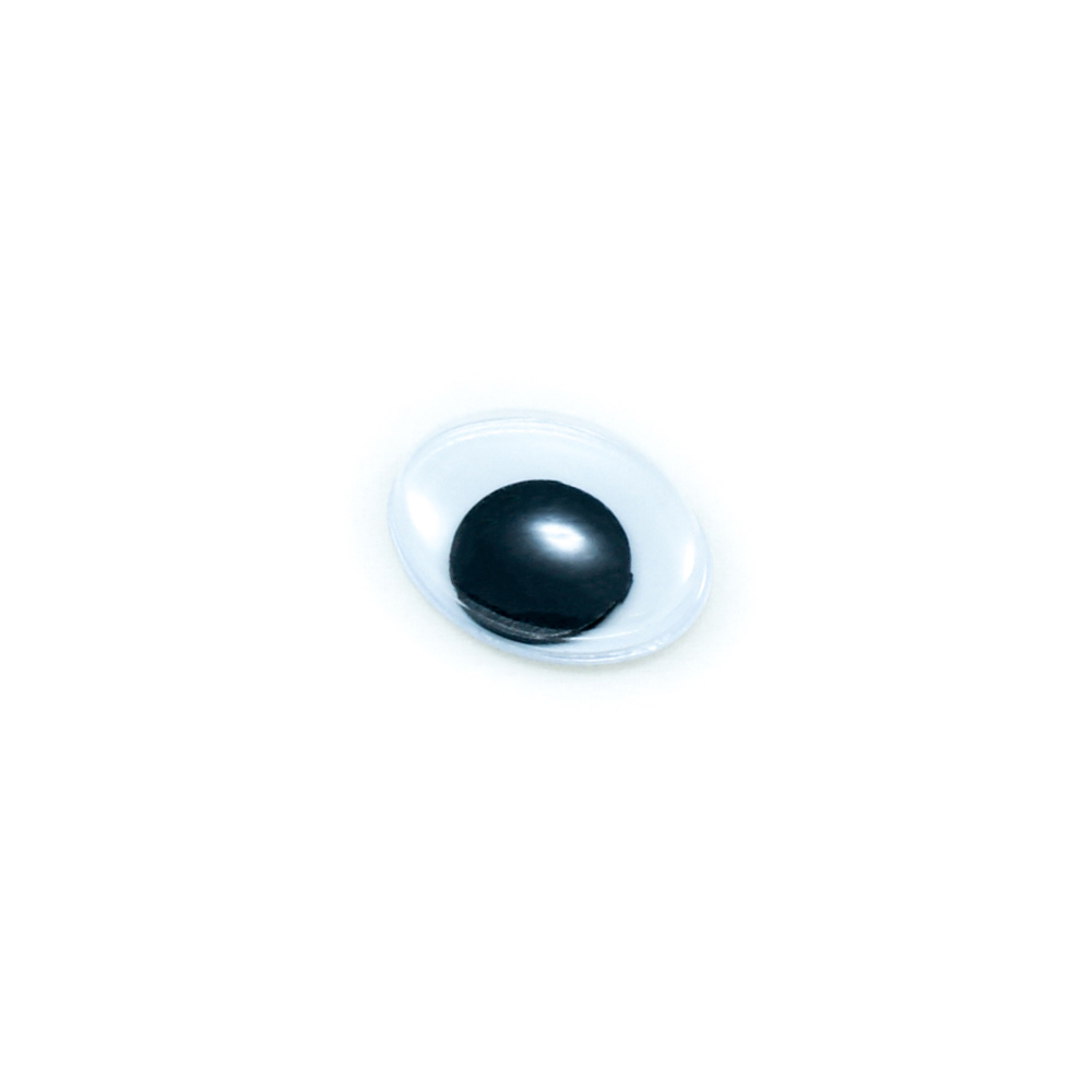 Глаз M-018, овал 14*18мм, белый, черный подвижный зрачок, 1тыс.шт. Глазики M