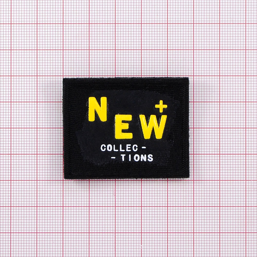 Лейба ткань и металл NEW Collec-tions, 3,8*4,8см, белый, желтый, черный, шт. Лейба Ткань