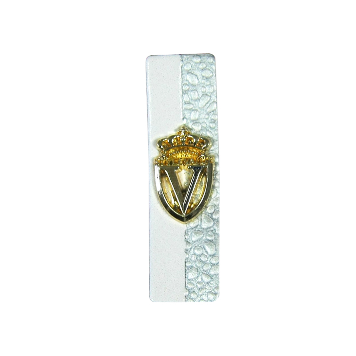 Лейба кожзам V Style Value 42*12мм белая, серебро, GOLD. Лейба Кожзам