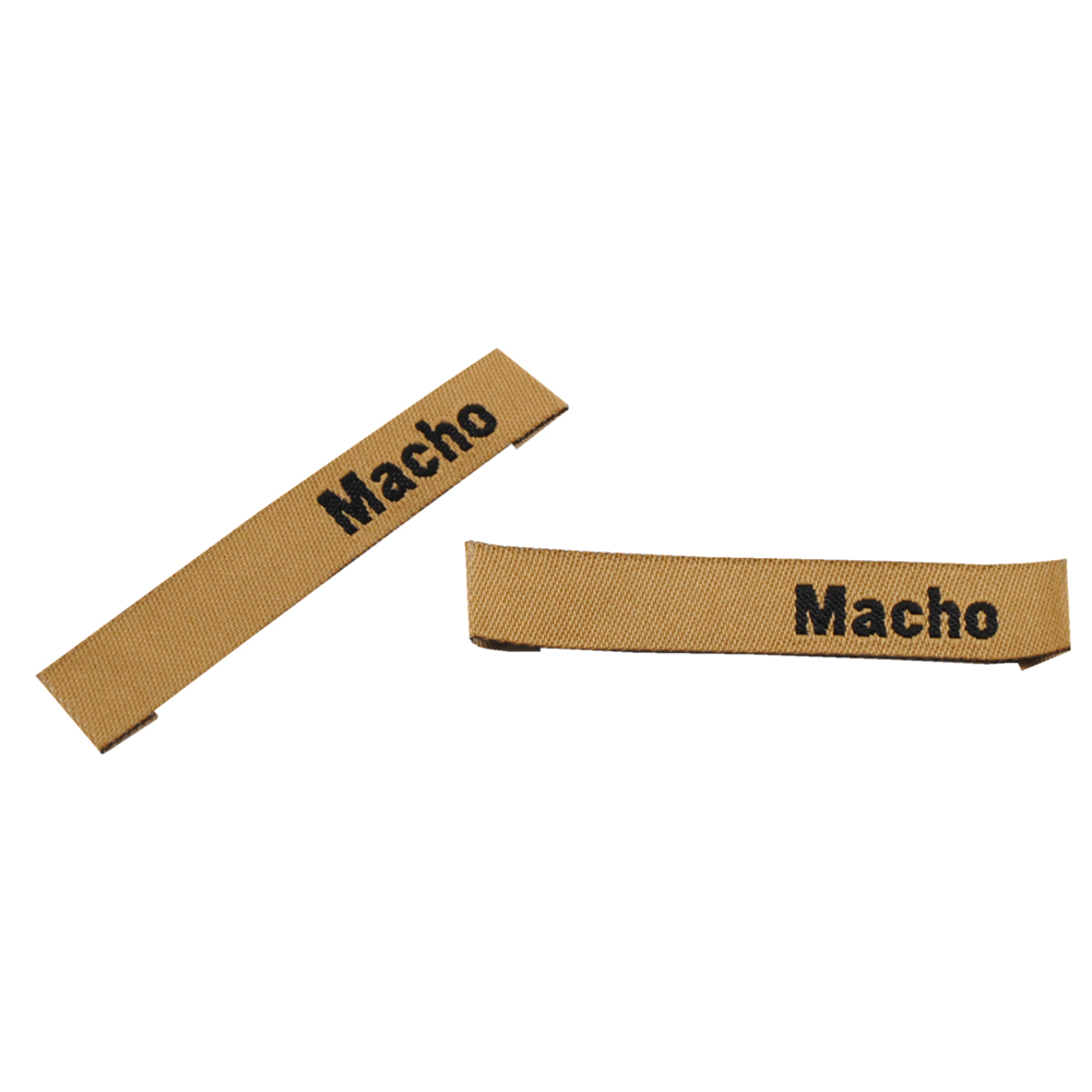 Этикетка тканевая вышитая шт. Macho 1*7см коричневая, черный, шт. Вышивка / этикетка тканевая