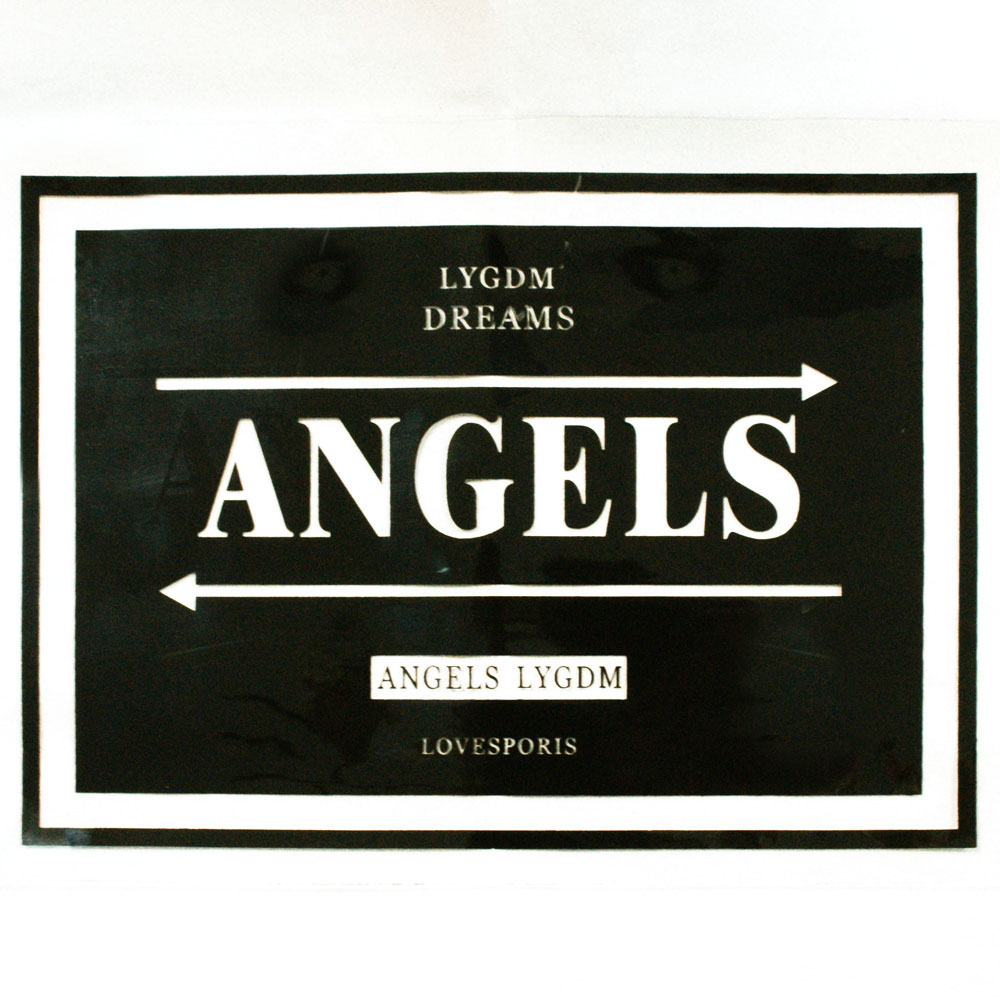 Аппликация клеенка пришивная ANGELS, 16*22см, черный фон, белый текст, шт. Аппликации Пришивные Резина, Силикон