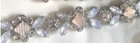 Декор из страз с карабином, 38см, никель, белый, розовый, шт. Тесьма из страз