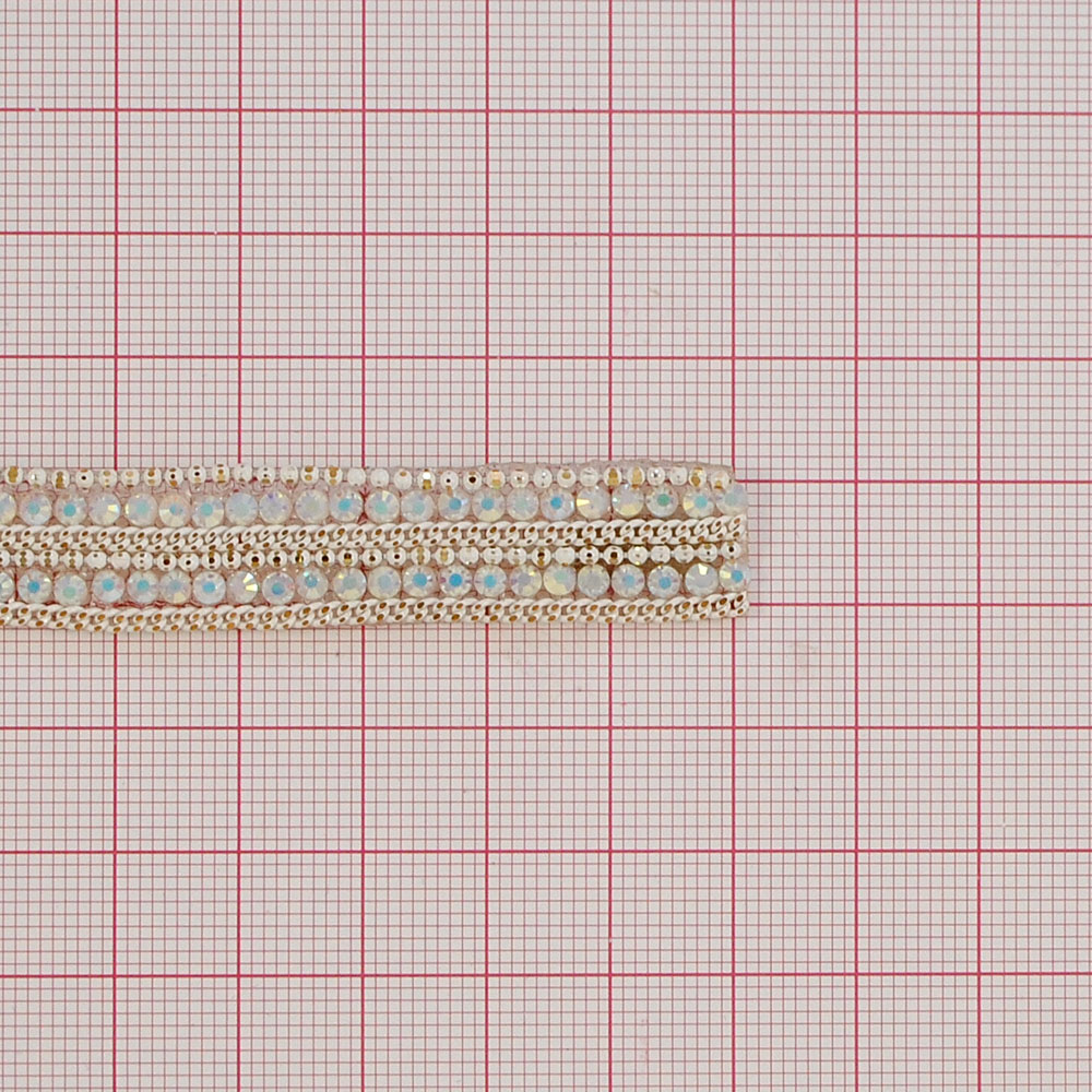 Тесьма стразы клеевые G2,1,2см. белая, камни белый хамелеон, ярд. Тесьма из страз