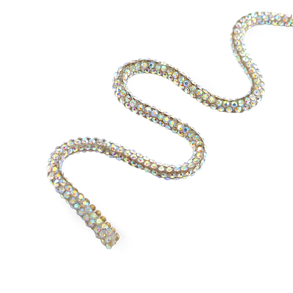 Шнур со стразами, SS6 (класс А), 0,5 см, белый хамелеон, ярд. Тесьма из страз