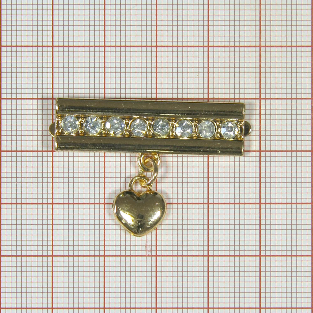 Краб металл Планка с сердцем 35*25 GOLD, белые камни, шт. Крабы Металл Геометрия Декор