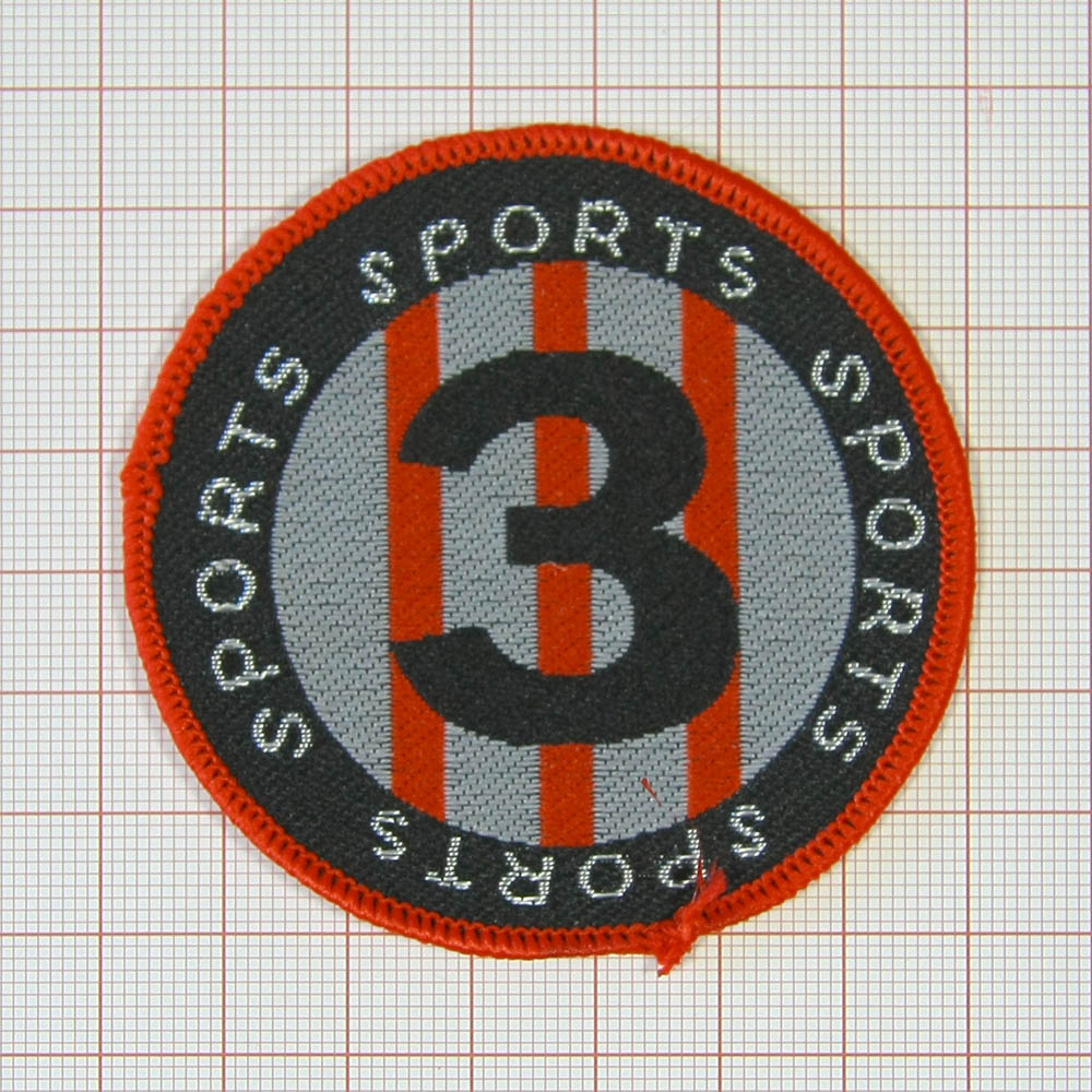 Нашивка тканевая A97 3 Sports 6,5см черная, серо-красный рисунок, шт. Нашивка Вышивка