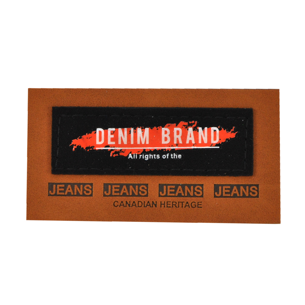 Лейба кожзам Denim Brand, 4*7.5см, черный, белый, коричневый, оранжевый, шт. Лейба Кожзам
