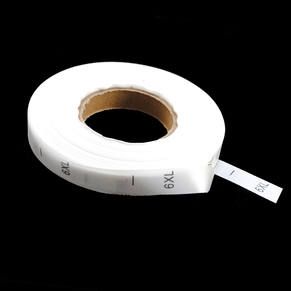 Размерник нейлон белый 6XL, лого черный, 50м, б. Размерник накатанный нейлон