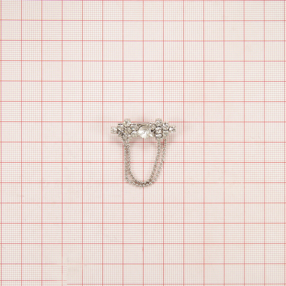 Брошь 6144 GOLD цветок, крупный камень, цветок, двойная подвеска, шт. Булавки и броши