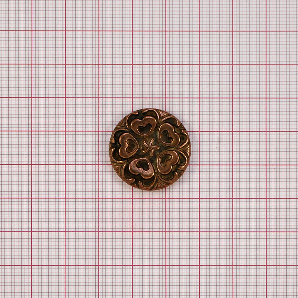 Пуговица TR-1070-40 Сердечки MEDN 24мм. Пуговица металлизированная