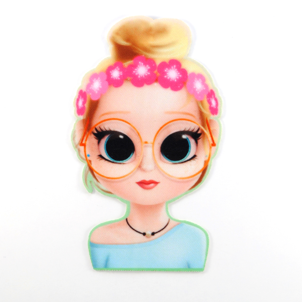 Аппликация клеевая Девочка с гулькой, 12*9см, /дайвинг/, шт. Аппликация клеевая