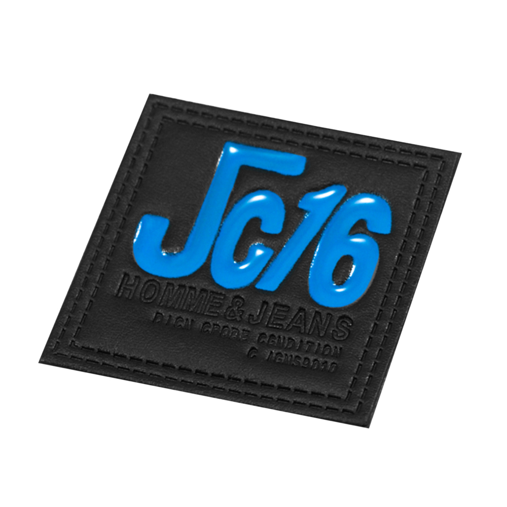 Лейба кожзам Jc16 черная, синяя эмаль 45*45мм, шт. Лейба Кожзам