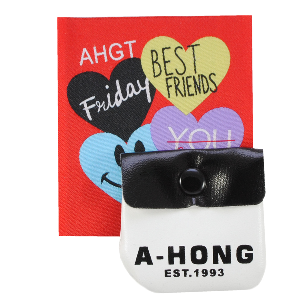 Лейба ткань и карман к/з, сердечки A-HONG 7*10см, бел., кр., черн., гол., сирен., шт. Лейба Ткань