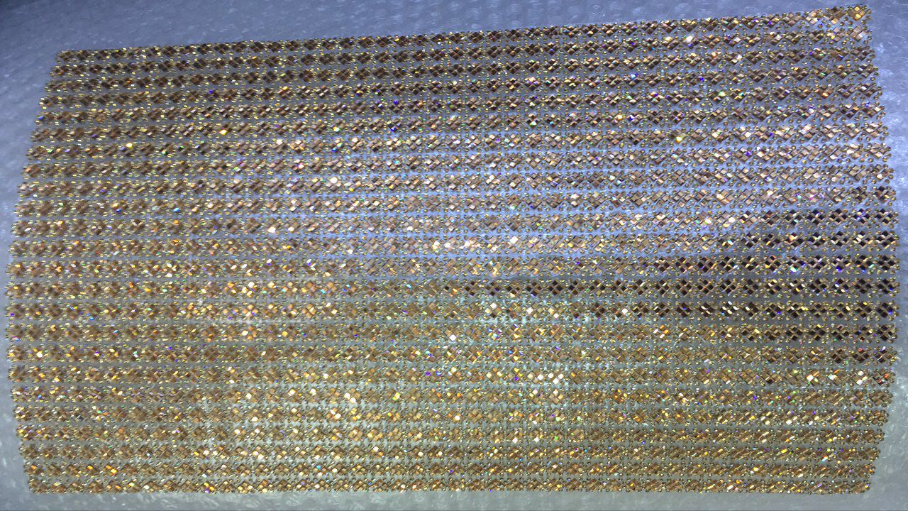 Стразы полотно Кирпичи золотые квадраты,  золотые камни 24*40, 1лист. Полотна из страз