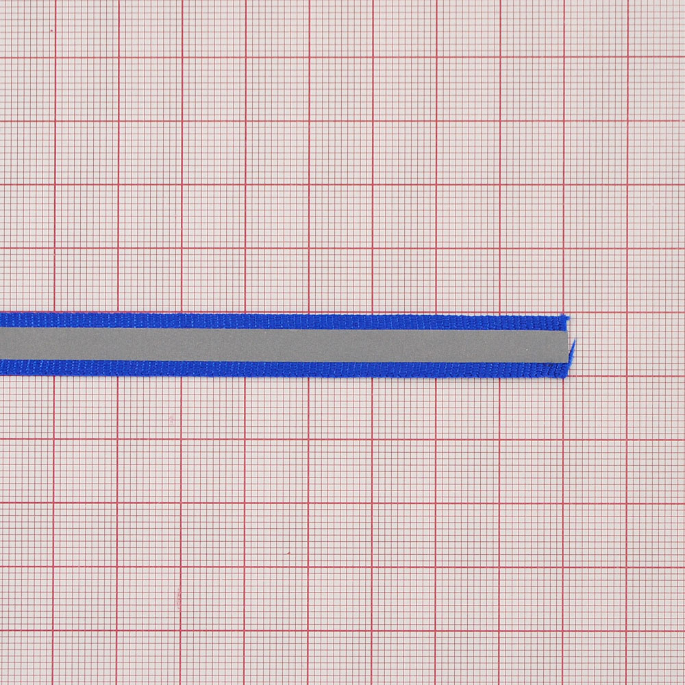 Тесьма светоотражающая горизонтальные полосы, 1см, синий, серебряный, ярд. Тесьма
