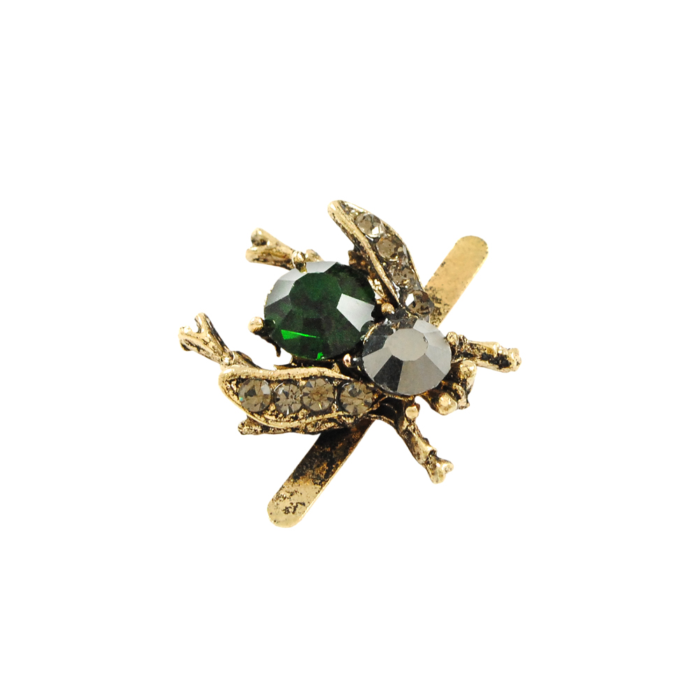 Краб металл Муха зеленая  2,5*2см, antic gold, зеленый, хематит камни, шт. Крабы Металл Цветы, Жуки
