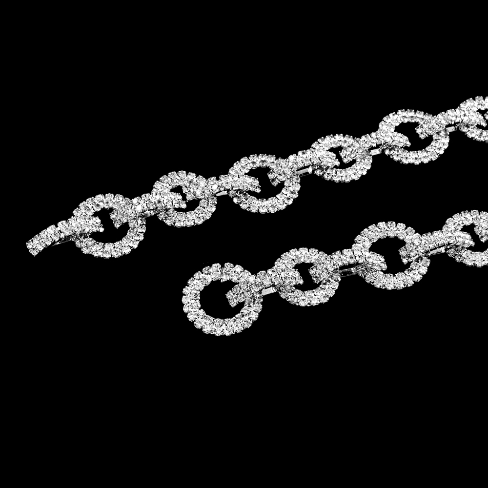 Тесьма стразы Цепь, 2см, белый, ярд. Тесьма из страз