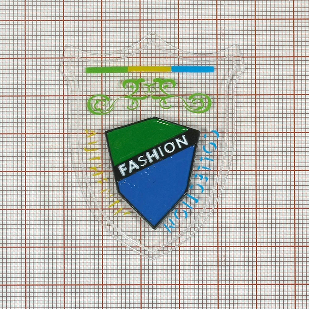 Лейба силикон Fashion Coll., мет. Герб сине-зеленый, 50*62мм  шт. Лейба Силикон