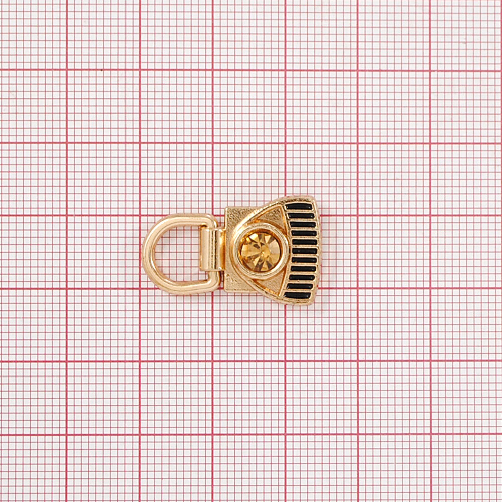 Петля обувная металл с хольнитеном, 2.4*1.5см, gold, камень топаз, черная эмаль, шт. Петля обувная