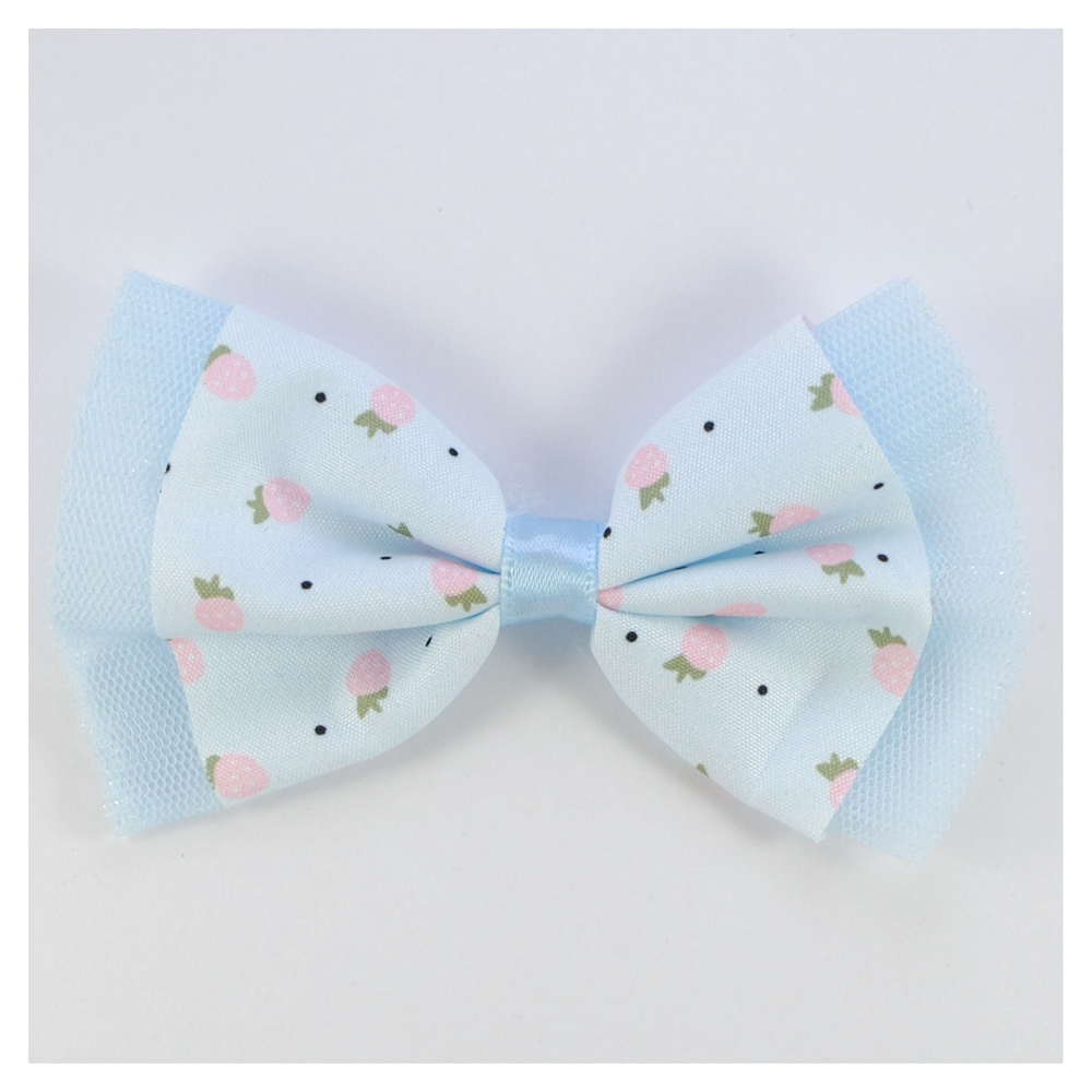 Аппликация тк. приш. дет. бант с клубничками 6*10см, гол., роз., шт. Аппликации Пришивные Цветы Банты