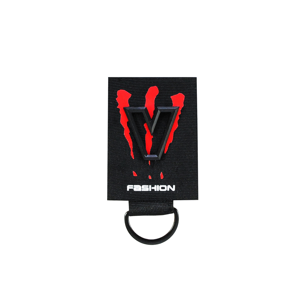 Лейба ткань и металл V Fashion 9,5*5см, черный металл, черный, красный, белый, шт. Лейба Ткань