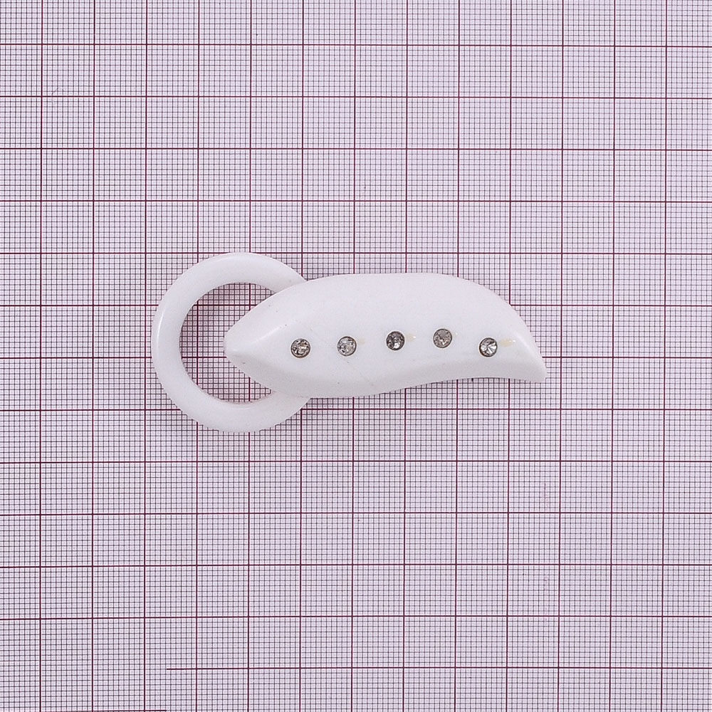 Крючок декоративный с камнями большой белый. Крючки