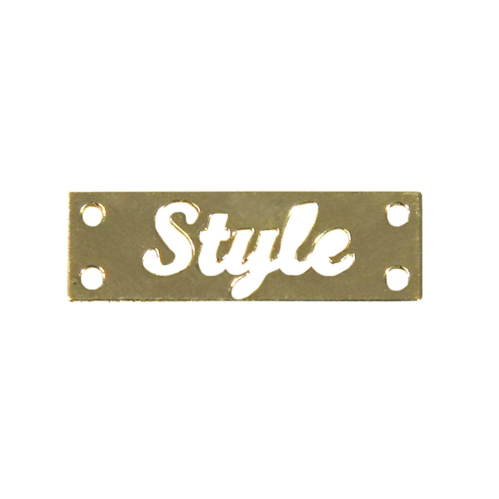 Лейба металл Style, 3*1см, GOLD /лого высеченный. Лейба Металл