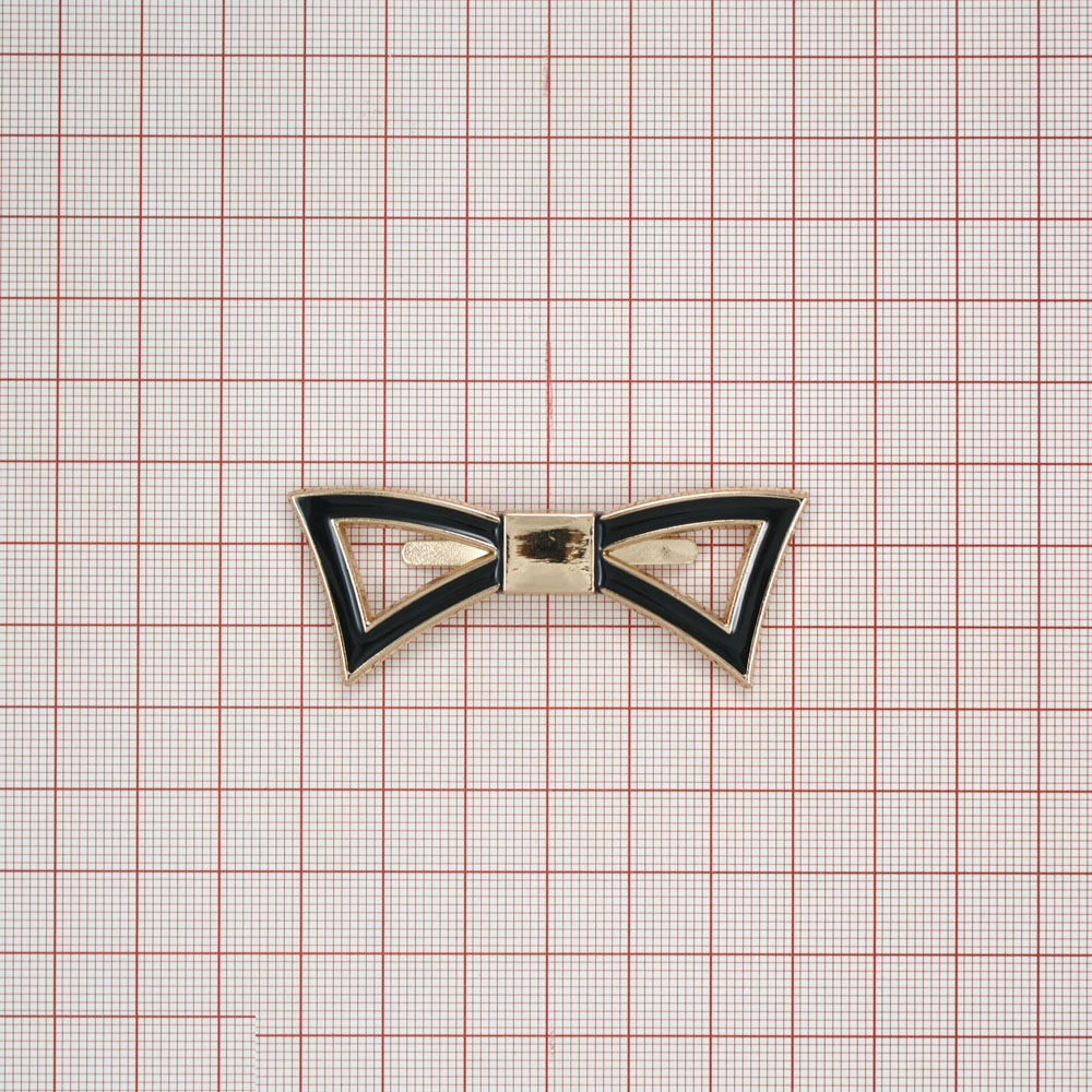 Краб металлический Бант 69*25мм GOLD, черная эмаль, шт. Крабы Металл Геометрия