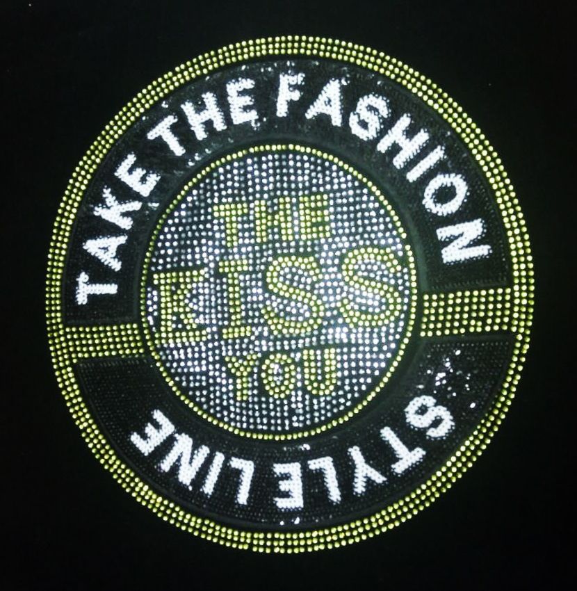 Аппликация тканевая пришивная, пайетки и камни Take The Fashion, 21,5см, черный, серебро, зеленый, шт. Аппликации Пришивные Пайетки