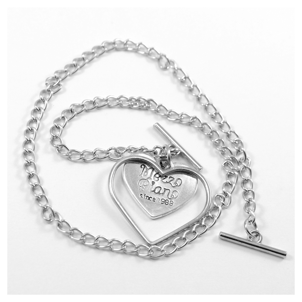 Цепь с подвеской, 36см, подвеска сердце, 3см, никель, шт. Подвески