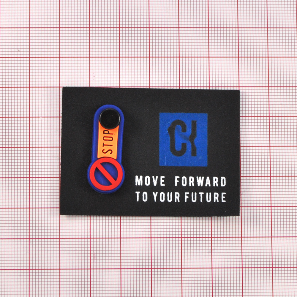 Лейба с хольнитеном, ткань и резина Stop, 4,2*6см, черный, белый, синий, оранжевый, красный, шт. Лейба Ткань