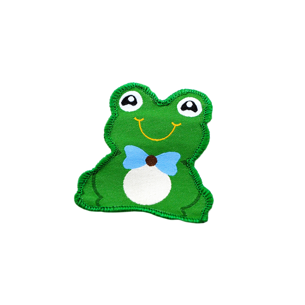 Нашивка тканевая Лягушка 52х54мм, с оверлоком /atkisatin/, шт. Нашивка Детская