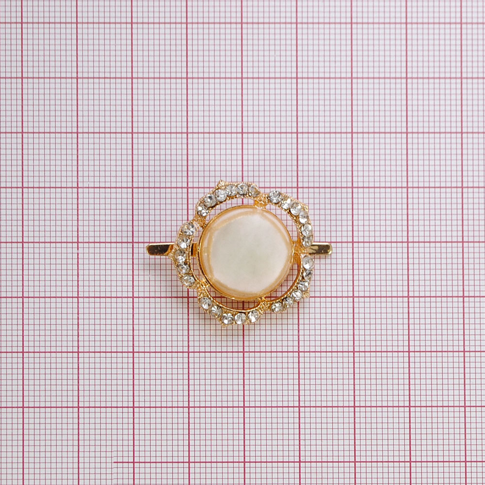 Краб Камни в металле 25*25мм золото, белый, белый жемчуг, шт. Крабы Металл Геометрия Декор