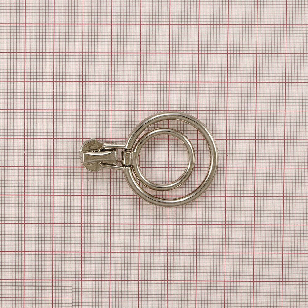 Бегунок металл №5 с подвеской 50*33мм, 2 кольца, никель, шт. Бегунок