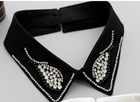 Воротник с белыми камнями и стразами, черный, шт. Воротники