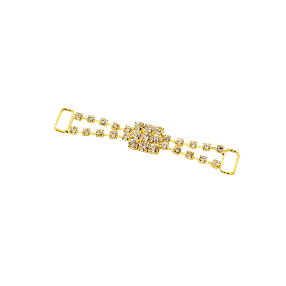 Украшение стеклянное А-321 (9396) GOLD перетяжка /браслет Бант/ 5 пар углом, прямоугольник. Перетяжка металл со стразами