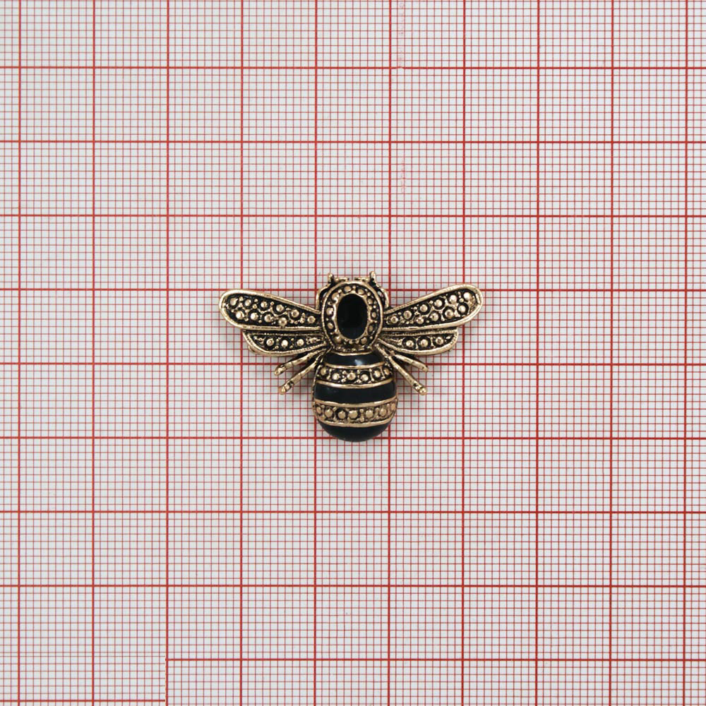 Краб металл Шмель 3,5*2,3 antic brass и черная эмаль, шт. Крабы Металл Цветы, Жуки