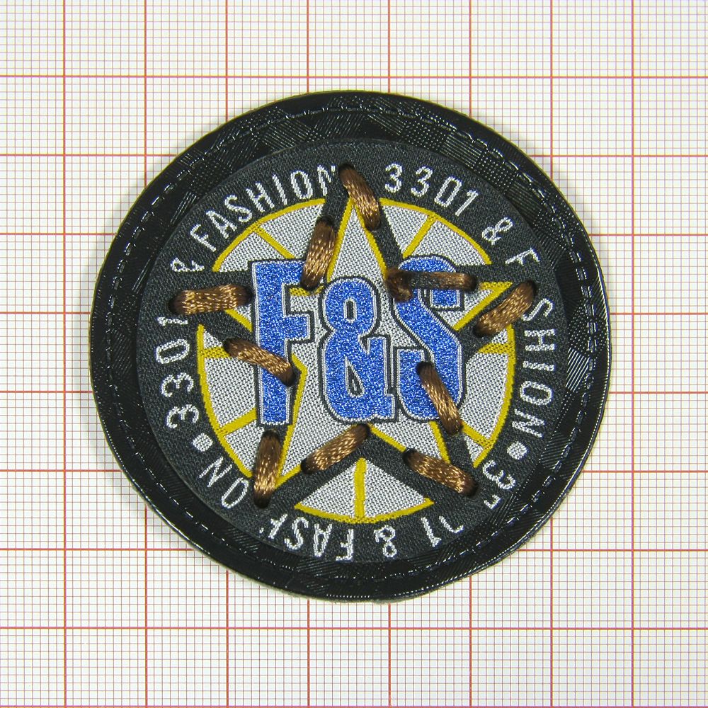 Лейба кожзам A10004 F&S черно-белая, коричневые нитки Звезда . Лейба Кожзам