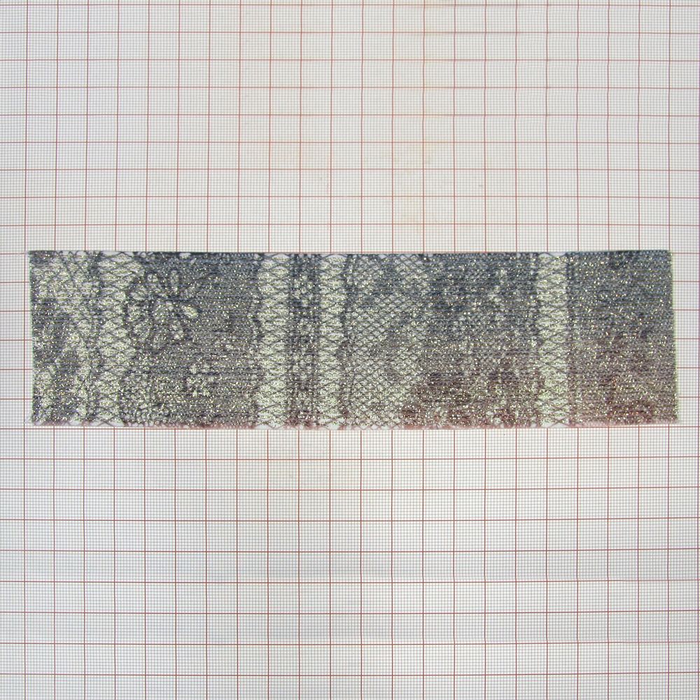 Резинка №26 6см узор серо-кремовый, люрекс золото, ярд. Резинка