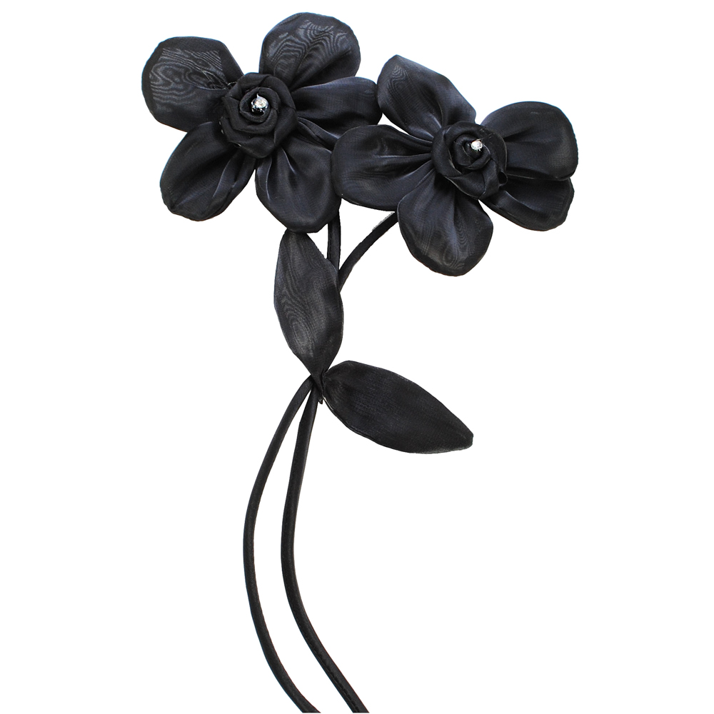 Аппликация Цветы, 31*19см, черный, шт. Аппликации Пришивные Цветы Банты