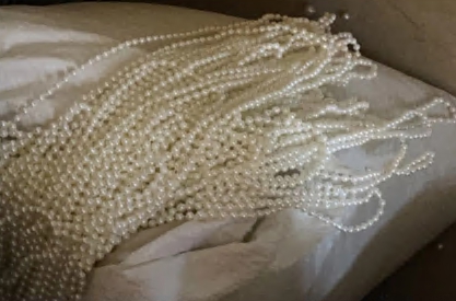 Тесьма Жемчуг, 5мм, белый жемчуг, ярд. Тесьма из страз