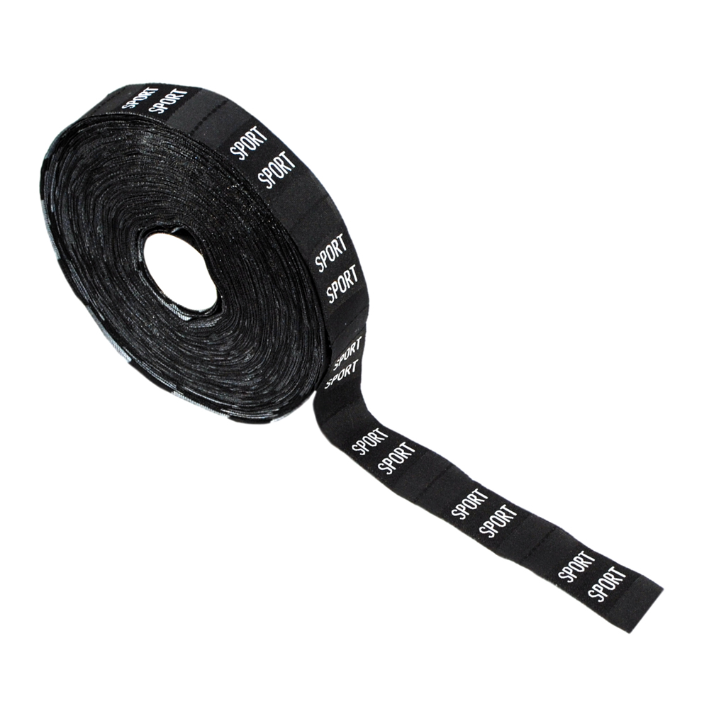 Этикетка тканевая вышитая Sport  № 3 /флажок/ черная 3,6*1,7см . Вышивка / этикетка тканевая