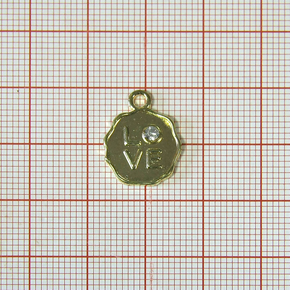 Подвеска металл LOVE 14*17мм, GOLD, белый камень, шт. Подвески
