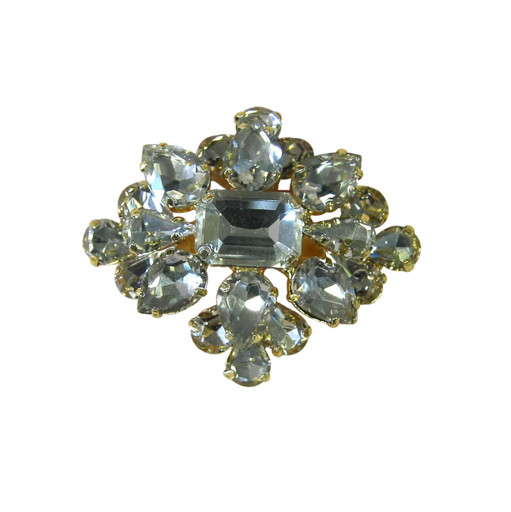 Краб металл Хрусталик GOLD, белые камни /60*50мм. Крабы Металл Геометрия Декор